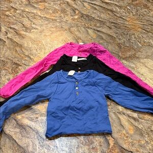 Vibrant Long Sleeve Kids Tees - Blue, Black, Pink
